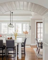 Partphoner pendant ceiling light fixture for kitchen island, integrated led hanging light with crystal bubble glass 26w, 4000k neutral white light for kitchen, restaurant, dining room(4 light). Vintage Schoolhouse Pendants Over Honed White Marble Island Transitional Kitchen