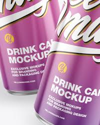 Two Metallic Cans W Glossy Finish Mockup In Can Mockups On Yellow Images Object Mockups