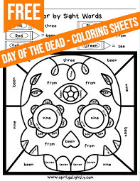 *this is not a sponsored post. Day Of The Dead Coloring Pages Color By Sight Word April Golightly