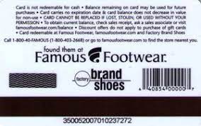 Famous footwear® stores or outlets, or at famous.com. Gift Card Shoes Famous Footwear United States Of America Various Designs Col Us Ff 006b