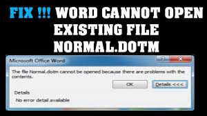 Word Cannot Open Existing File Normal Dotm Normal Dotm Youtube