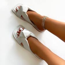 The style of your life. Kaya White Knot Strap Flat Sandals
