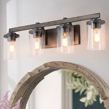 Shop Farmhouse 4 Light Bathroom Vanity Lighting Wall Lights Rustic Wall Sconces Overstock 24095617