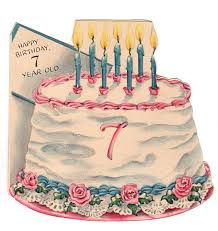 Birthday Wishes For Kid Boy Cake Vintage 1940s Hallmark Childrens 7th Birthday Greeting Card Decorated Cake With Lit Candles Vintage Birthday Cards Hallmark Birthday Card Vintage Holiday Cards