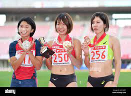 Niigata, Japan. Japan. Credit: MATSUO. 2nd Oct, 2020. (L-R) Asuka Yamamoto,  Mariko Morimoto, Eri Sakamoto Athletics : The 104th Japan Track & Field  National Championships Women's Triple Jump Award Ceremony at Denka