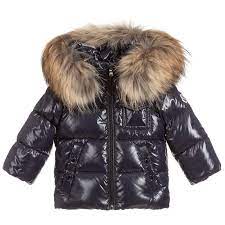 Warm And Lightweight For Both Baby Boys And Girls This Navy Blue Moncler Enfant Coat Has Luxury Down Padding The Water Resistant Fabric Has A Glossy Sheen An