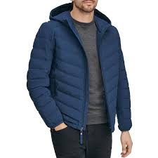 details about marc new york delavan mens quilted hooded down jacket navy size xl