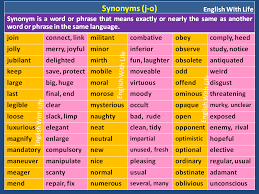 Synonyms J O Synonyms And Antonyms Antonyms Synonyms For Writing