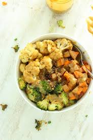 Creamy cauliflower soup like you've never had it before! Sweet Potato Cauliflower Quinoa Bowls From The Fitchen
