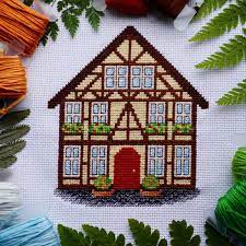 Stitch counts:300 wide x 300 high Little German House Modern Detail Cross Stitch Pattern Pdf Instant Download Home Cross Stitch House Cross Stitch Cross Stitch Patterns