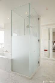 Half Frosted Glass Shower Wall Into Her Master Bath From His Bathroom Interior Shower Doors Frosted Shower Doors