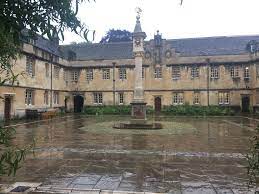 One of the nation's finest can be found in the middle of front quad at corpus christi in oxford. Corpus Christi College Oxford Raining