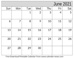 These free printable calendars are available as pdf files that you can print on your home, school, or office computer. June 2021 Calendar For Blank And Floral Template Calendar News