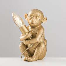 Baby Georgina Monkey Table Lamp In Metallic Gold In 2020 Monkey Decorations Arco Floor Lamp Table Lamp