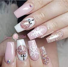 Winter Pink Is One Of My Favorite Colors Winter Nails Acrylic Cute Christmas Nails Pink Acrylic Nails