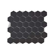 Wisely used mosaic tiles add that special undertone to the bathroom floor making it look more interesting and unique. Full Body Hexagon Matt Black Mosaic 5 1cm X 5 1cm 32 5cm X 28 1cm Wall Floor Tile
