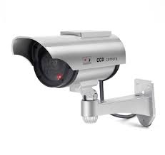 Solar Powered Fake Security Camera Bullet Dummy Surveillance System With Realistic Red Flashing Lights And Warning Sticker Indoor Outdoor 1 Silver