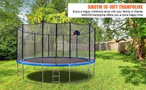 As a kid, i can remember being bounced extra high into the air and almost falling off the trampoline. Amazon Com Amgym 10 Ft Trampoline Safety Enclosure Net Combo Bounce Jump For Kids Outdoor With Spring Pad Ladder Sports Outdoors