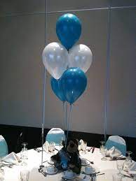 Teddy Bear Centerpieces With Helium Balloon Table Bouquet Baby Shower Deco Baby Shower Centerpieces Baby Shower Balloons