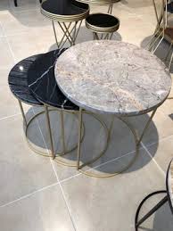 Ayak Siyah Statik Boyali Uzeri Mermer Zigon Sehpa Bugte Mobilya