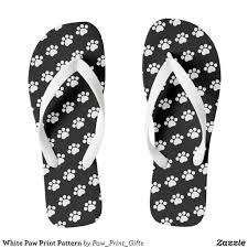 Black And White Paw Print White Paw Print Pattern Flip Flops Zazzle Com Pattern Flip Flops Print Patterns Paw Pattern