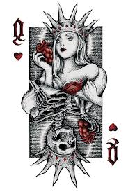 If queen of spades was an actual person, she would be intuitive, wise and the disciplinarian of the bunch! Queen Of Hearts Tattoo Design Drawings Card Tattoo Designs Dark Art Drawings