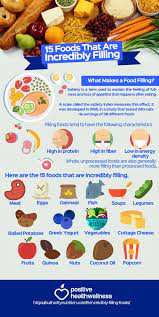 15 Foods That Are Incredibly Filling Positive Health Wellness Infographic Food Infographic Filling Food Health And Nutrition