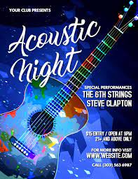Acoustic Night Music Festival Poster Flyer Graphic Design Social Media Template Live Music Poster Music Concert Posters Music Festival Poster