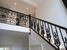 Outdoor wrought iron stair railing, with a simple linear design fabrication installation instructions. Cast Iron Wrought Iron Staircase Railings Handrails Arc Fabrications
