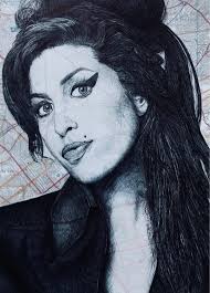 Amy Winehouse Pen Drawing A4 Print Map Camden Unframed Celebrity Art Drawings Celebrity Drawings Celebrity Portraits Drawing