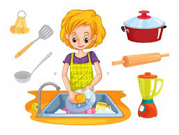 woman washing dishes in the sink