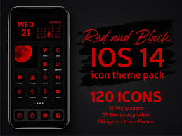 Red And Black App Icons Iphone Ios 14 Theme Minimalist Black App Cover Bundle Red On Black Icons For Ios With Bonus Alphabet Widgets Icons App Icon Black App Widget Icon