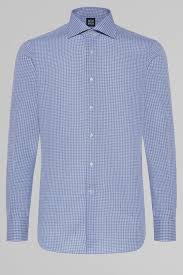 Slim Fit Blue Checked Shirt With Windsor Collar Boggi