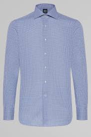 slim fit blue checked shirt with windsor collar boggi