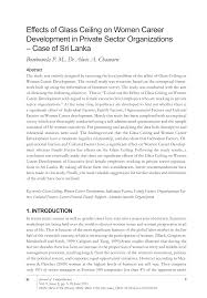 Pdf Effects Of Glass Ceiling On Women Career Development In Private Sector Organizations Case Of Sri Lanka