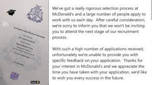 Liverpool john moores university is a public research university in liverpool, england. Law Graduate S Mcdonald S Rejection Email Gets Overwhelming Response Online Mirror Online