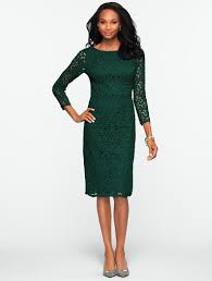 Talbots Autumn Leaf Lace Dress Misses Misses Chic Lace Dress Clothes For Women Green Lace Dresses