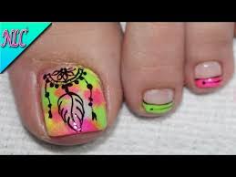 Decoración de uñas para los pies y manos. Diseno De Unas Para Pies Atrapasuenos Degradado Dream Catcher Paso A Paso Nlc
