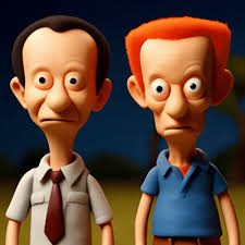 80 year old Beavis and Butthead in claymation and pixar