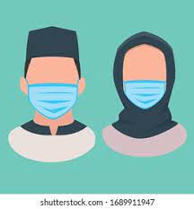 Gambar orang memakai masker vector. Muslim Avatars Wearing Mask Vector Stock Vector Royalty Free 1689911947