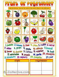 Fruit And Vegetables Matching Worksheets Kids English Teaching English