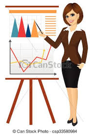 Business Woman Making A Presentation Against Graphics On Flip Chart