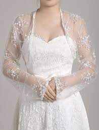 Finally, lace long sleeves can embellish and elevate just about any wedding dress in unexpected ways for an. Wedding Bolero Jacket Lace White Long Sleeve Sheer Open Front Bridal Jacket Milanoo Com