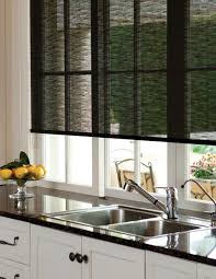 kitchen window treatment ties in with