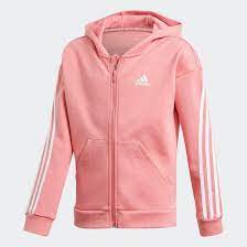 Bestelle auf der offiziellen website. Veste A Capuche 3 Stripes Full Zip Rose Adidas Performance La Redoute