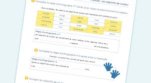 Leçon & exercices d'évaluation à imprimer. Les Adjectifs De Couleur Exercices En Cm1 Grandir Avec Nathan