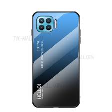 Oppo f17 navy blue unboxing , first impression & review !! Shop Painted Gradient Tempered Glass Cell Phone Case For Oppo F17 Blue Black From China Tvc Mall Com