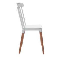 Cadeira De Plástico Ellen Windsor Pés Madeira Jantar Branca