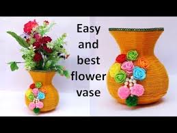 Flower Vase Making From Wool And Cardboard Easy Art N Craft Best Out Of Waste Idea Youtube Flower Vase Making Wool Crafts Diy Art N Craft