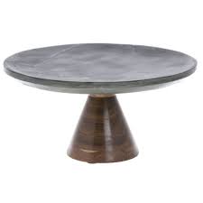 Make a statement with this black metal pedestal with gold toned cake plate. Black Marble With Wood Pedestal Cake Stand 15 X 7 1 2 H